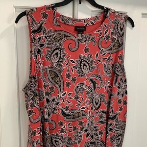 NWOT J. Jill Wherever Tank in Coral & Black Floral Pattern 2x